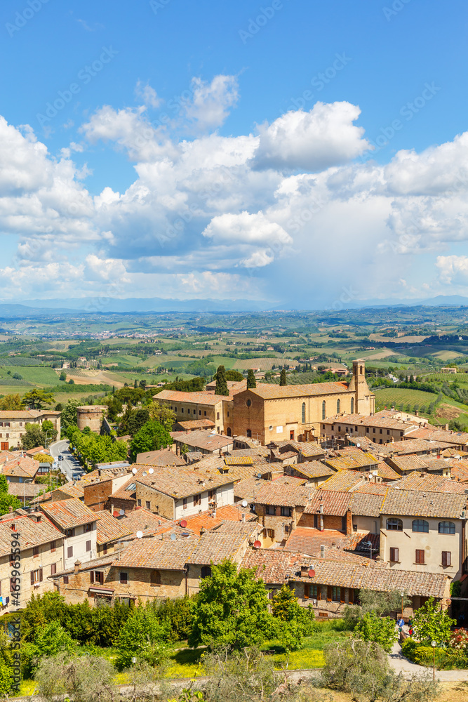 Cityscape of San Gimignano in Tuscany at Italy