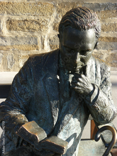 Baeza (Spain). Close-up of the sculpture of the poet Antonio Machado in the city of Baeza photo