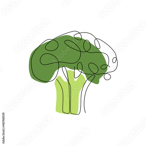 Stylized broccoli isolated on white background. One line vector icon, logo, or symbol. Vector illustration.