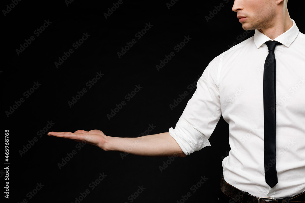 Young businessman is showing the word. Your text here Young businessman is showing the word. Your text here