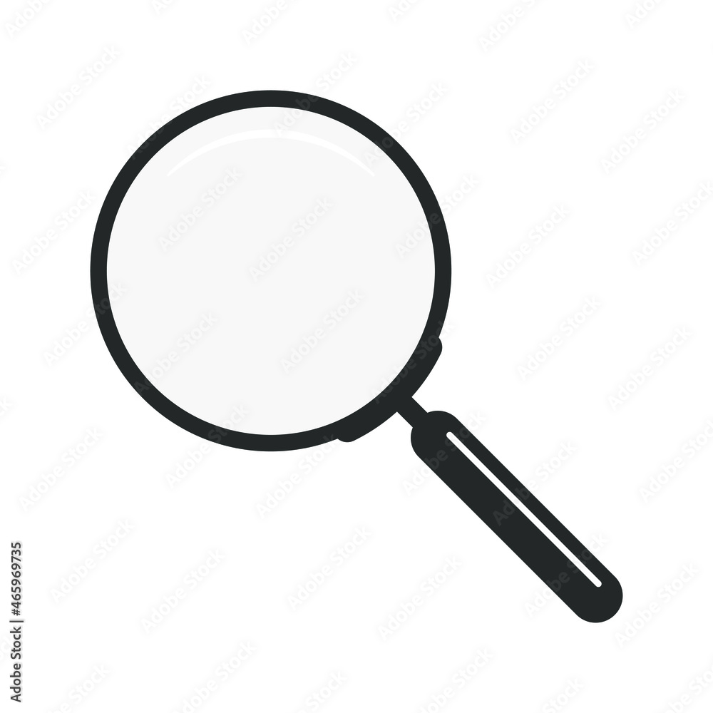 Magnifier black graphic icon. Loupe sign isolated on white background in flat design. Vector illustration Magnifier black graphic icon. Loupe sign isolated on white background in flat design. Vector illustration