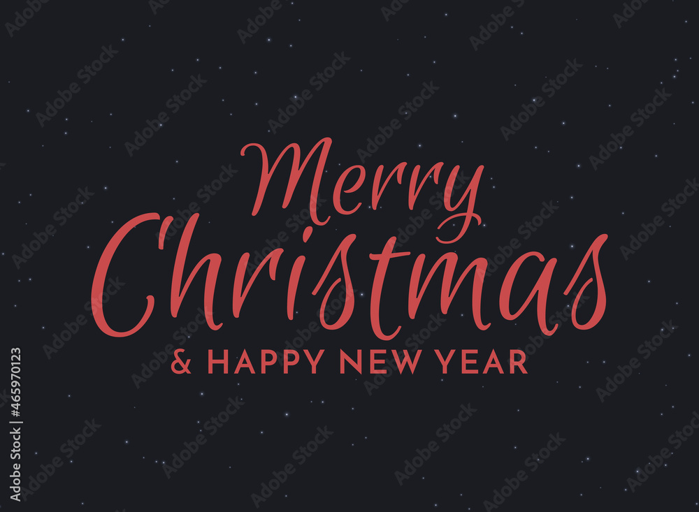 Merry Christmas and Happy New Year on background of the starry sky. Creative typography for Holiday Greeting Gift Poster. Calligraphy Font style Banner. Merry Christmas and Happy New Year on background of the starry sky. Creative typography for Holiday Greeting Gift Poster. Calligraphy Font style Banner.