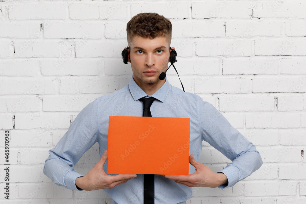 Young businessman is showing the word. Your text here Young businessman is showing the word. Your text here