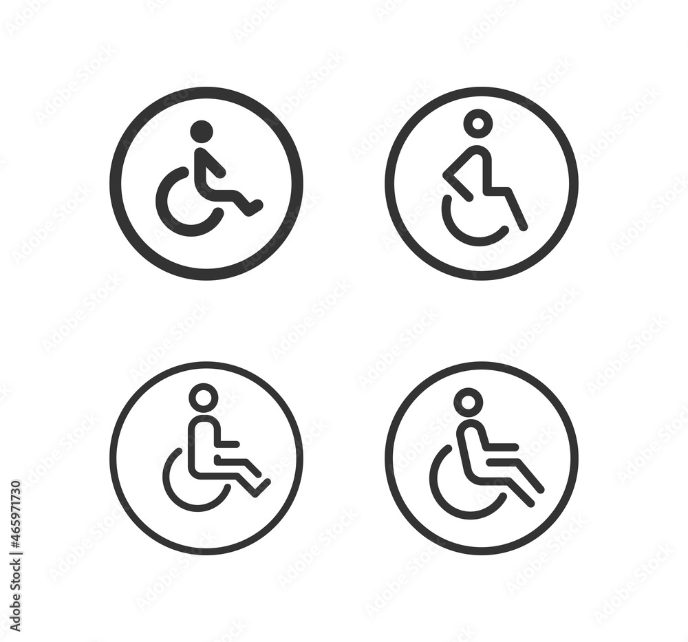 Disabled Handicap icon. Handicapped patient line icon. Disabled man outline vector icon Disabled Handicap icon. Handicapped patient line icon. Disabled man outline vector icon