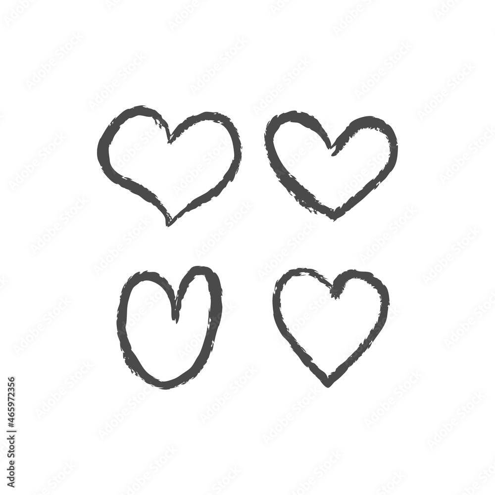 Hand drawn doodle hearts. Set of heart illustrations for valentine's day decoration. Love sketches.