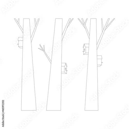Starling-house on the trunk isolated on white