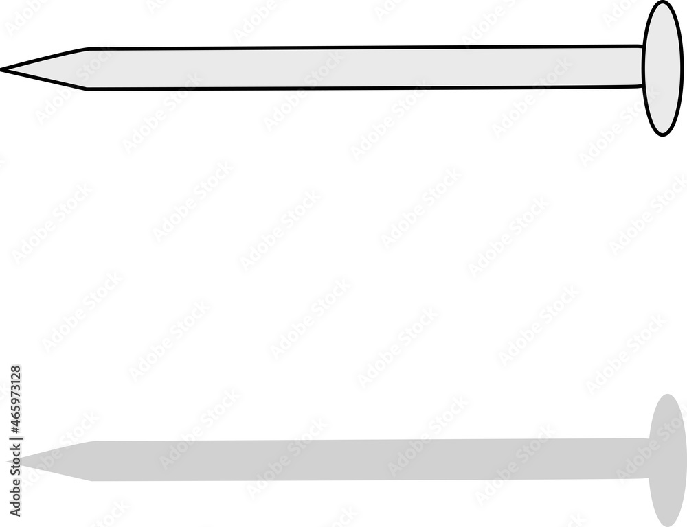 Fototapeta premium 横向きの釘のイラスト
