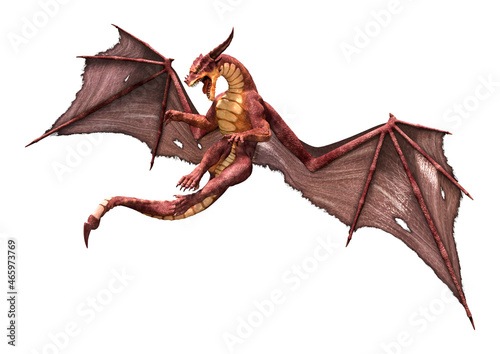 3D Rendering Fairy Tale Dragon on White