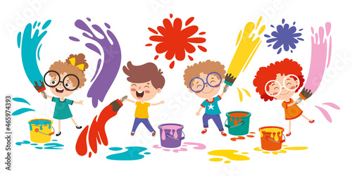 Funny Kid Coloring And Painting