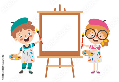 Funny Kid Coloring And Painting