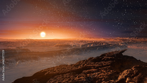 Φωτογραφία Landscape on planet Mars, scenic desert and rock on the red planet