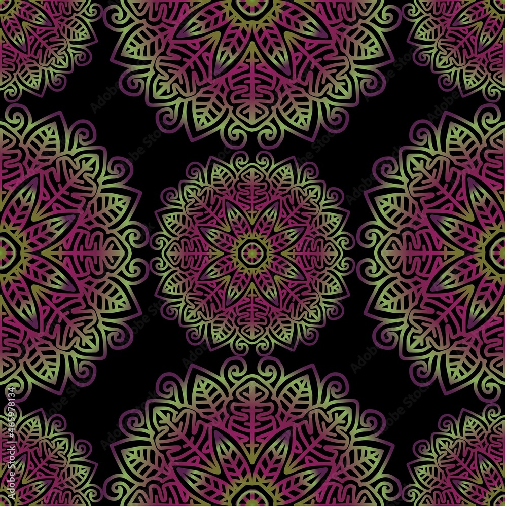 Mandala seamless pattern background with floral ornament. Mandala seamless pattern background with floral ornament.
