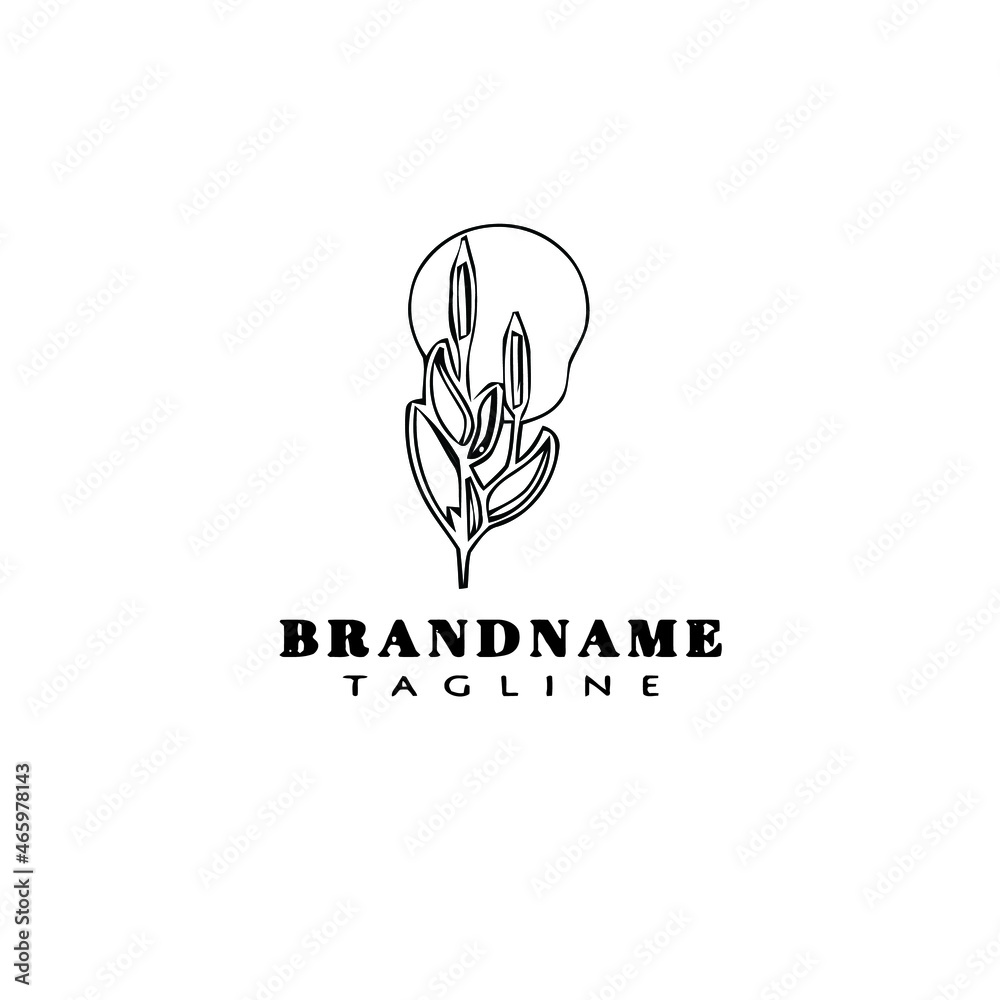 Obraz premium cute cattail cartoon logo design template icon black isolated symbol illustration