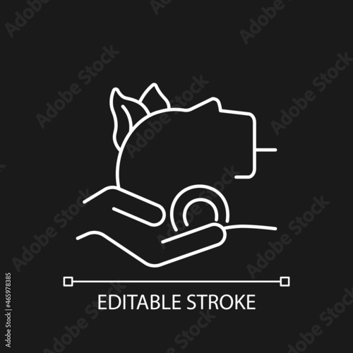Craniosacral therapy white linear icon for dark theme. Relieve tightness in head. Migraine relief. Thin line customizable illustration. Isolated vector contour symbol for night mode. Editable stroke