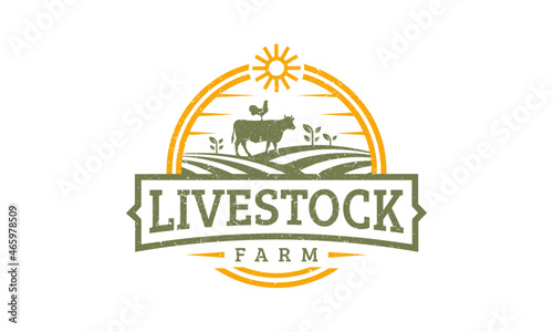 Livestock Farm Land Agriculture Logo Design Vector Icon Illustrations.