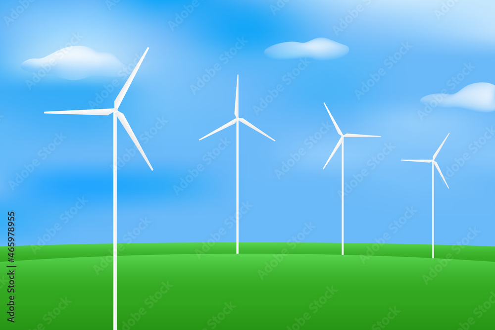 Wind power. Eco-friendly energy source. Vector illustration. Wind power. Eco-friendly energy source. Vector illustration.