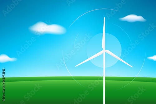 Wind turbine in field. Vector illustration.