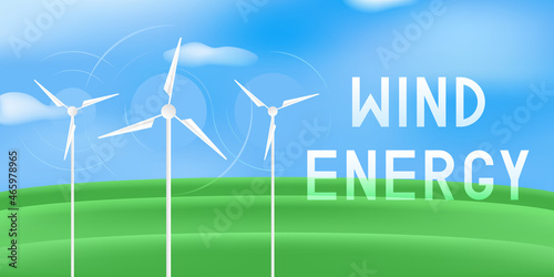 Wind energy poster. Vector illustration.