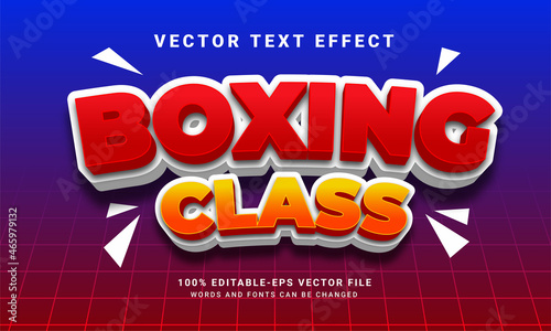 Boxing class 3D editable text style effect. Boxing class text effect suitable for gym and fitness center