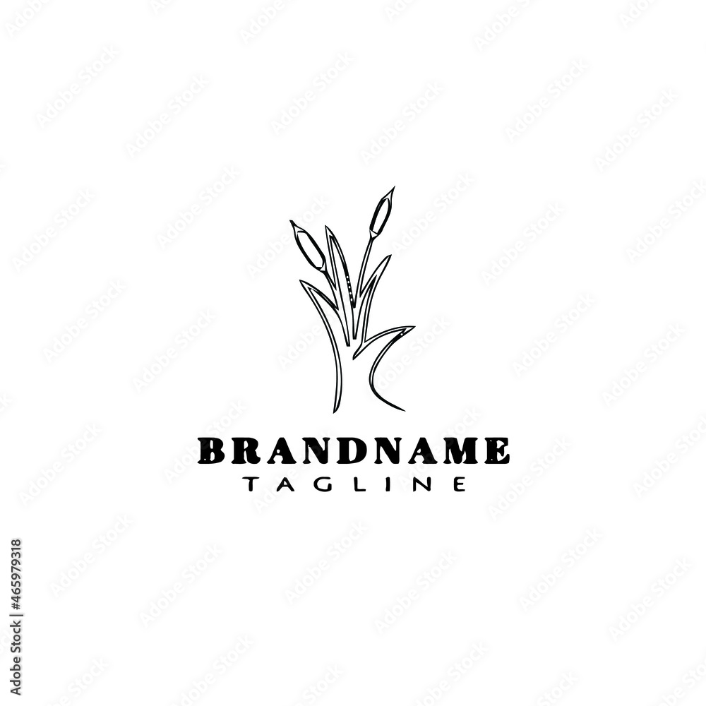 cattail cartoon logo design symbol icon black isolated vector illustration cattail cartoon logo design symbol icon black isolated vector illustration