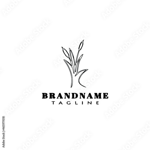 cattail cartoon logo design symbol icon black isolated vector illustration