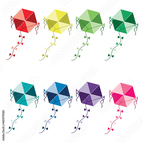 set of colorful kites vector