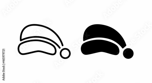 Santa Claus cartoon hat silhouette in flat style isolated on white background editable stroke. Happy New Year symbol decoration template. Merry  clothes holiday vector illustration elements for design