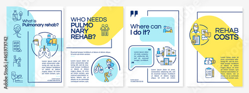 Respiratory recovery blue and yellow brochure template. Flyer, booklet, leaflet print, cover design with linear icons. Vector layouts for presentation, annual reports, advertisement pages © bsd studio