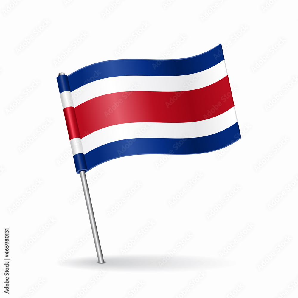 Costa Rican flag map pointer layout. Vector illustration.
