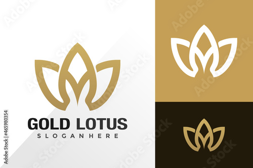 Letter m lotus flower line logo and icon design vector concept for template