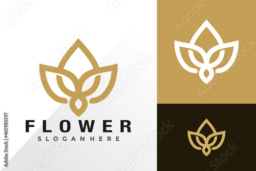 Flower line logo and icon design vector concept for template