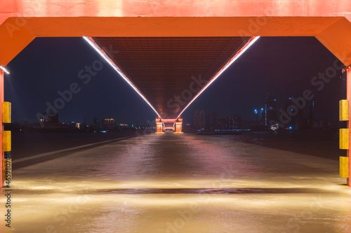 Scenery of the Yingwuzhou Yangtze River Bridge in Wuhan, Hubei, China photo