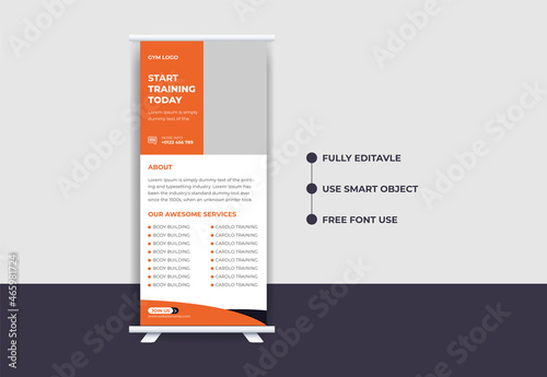 Modern fitness gym sports dl flyer rack card design template