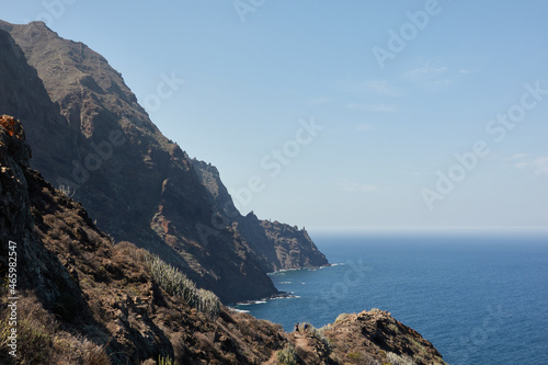 The Tamadite Beach Trail, in the Anaga Massif, from which you can see the Roque de las Ánimas, Taganana and the entire coast. Tenerife. Canary Islands. Spain photo