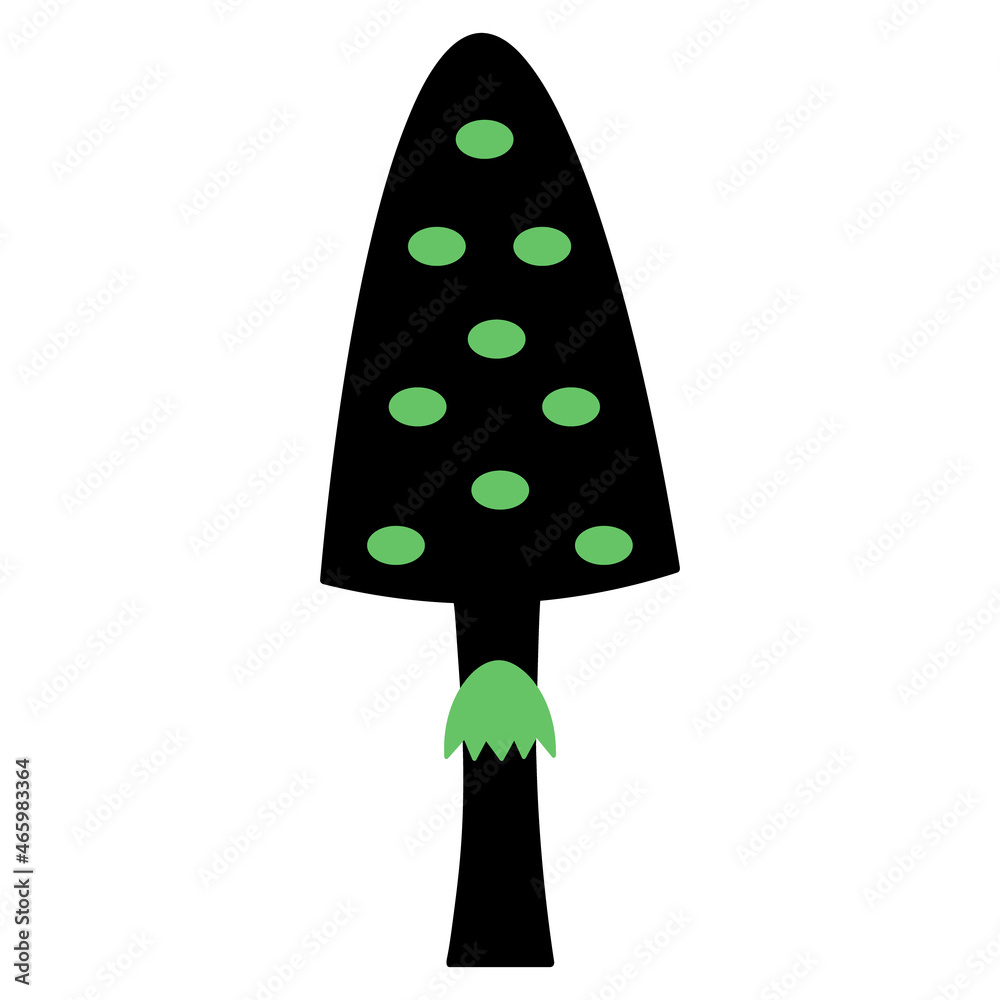 Fly agaric. Silhouette with green spots. Amanita - small poisonous mushroom. Vector illustration. Not edible, hallucinogenic mushroom. Isolated white background. Halloween symbol. Idea for web design. Fly agaric. Silhouette with green spots. Amanita - small poisonous mushroom. Vector illustration. Not edible, hallucinogenic mushroom. Isolated white background. Halloween symbol. Idea for web design.