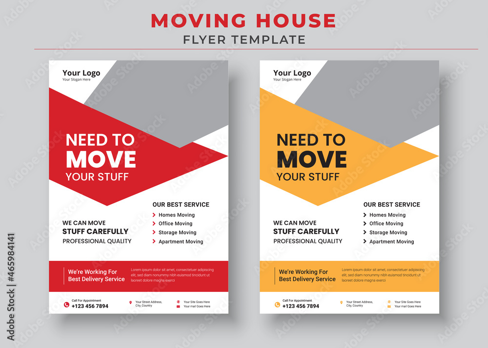 Fototapeta premium Moving House Flyer Templates, Need To Move Flyer, Moving Made Fast And Simple Flyer