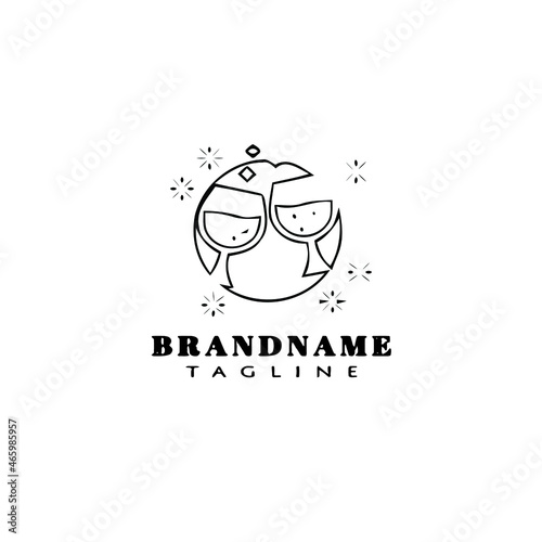 glasses logo cartoon template black icon simple vector illustration