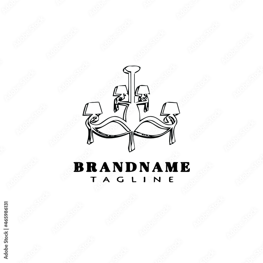 Fototapeta premium chandelier logo cartoon icon design black isolated vector illustration