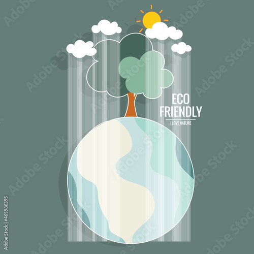 ECO FRIENDLY. Ecology concept with tree background. Vector illustration..