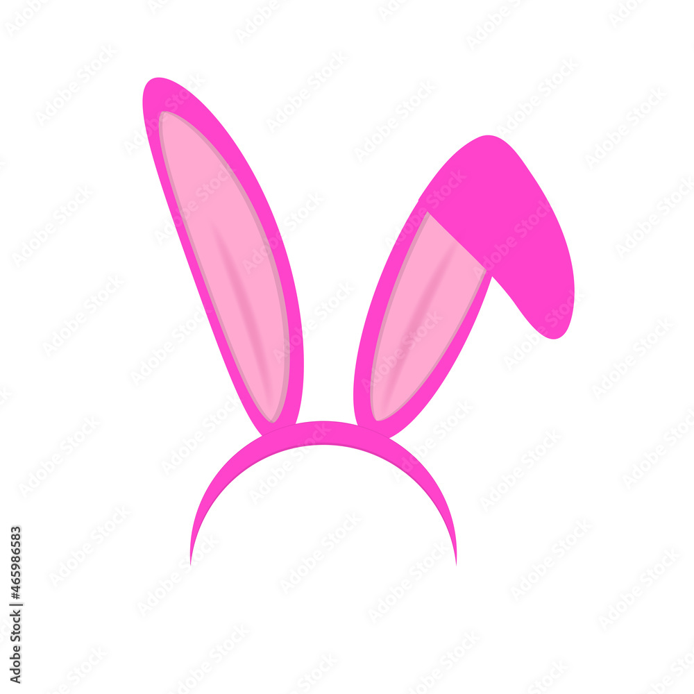 Rabbit ears hoop To decorate a children's party for Easter. Easter bunny hand drawn ears Cartoon easter pink bunny outline. Cute funny sketch line shapes on white background for t-shirt design. 