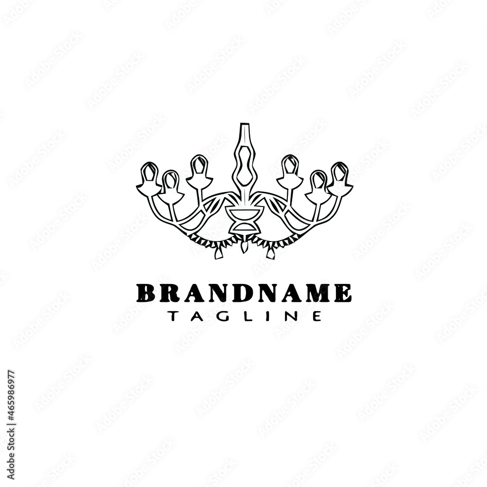 Fototapeta premium chandelier logo cartoon template icon cute black isolated vector illustration
