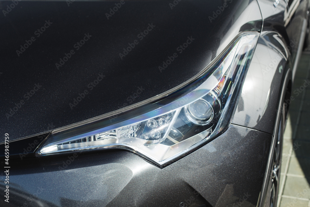 car headlight close up, beautiful car design