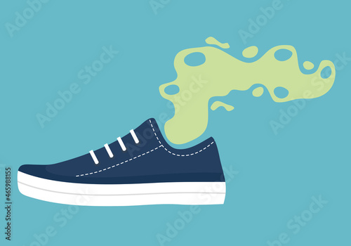 Smelly shoe concept vector illustration. Unpleasant smell from dirty shoe. 