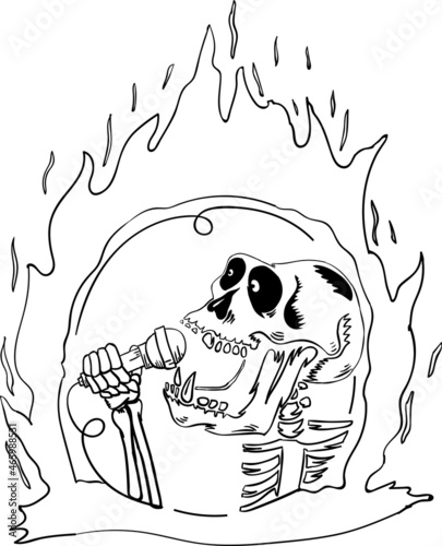 The illustration of skull music vector. Suitable for clothing or rock music.