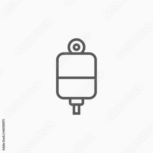 blood bag icon, IV bag vector, saline illustration