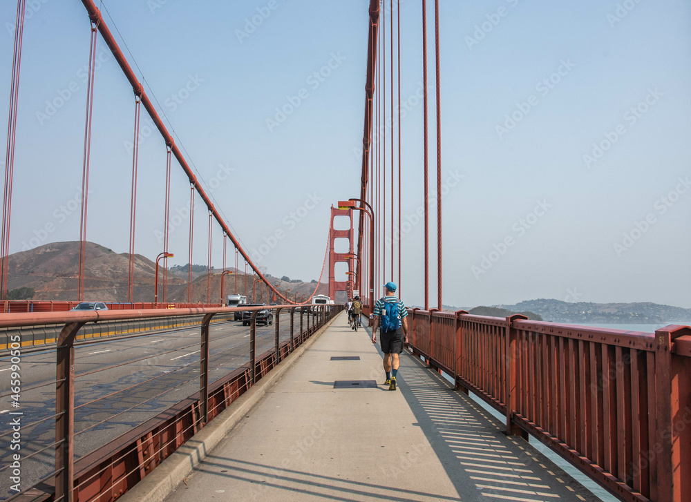 Crossing the Golden Gate Bridge, San Francisco, California, U. S. A.
