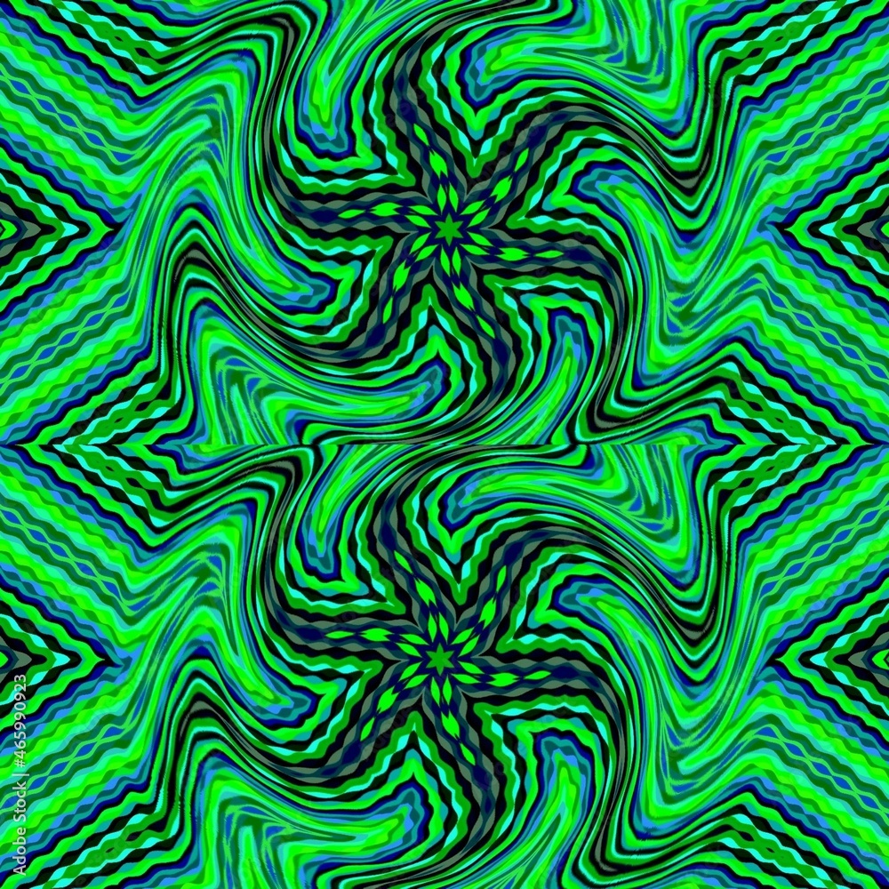 Abstract Green & Blue Swirling Fractal Stars - catch a falling star or 2 with this groovy pattern. You’ll peacefully melt into the relaxing pattern…