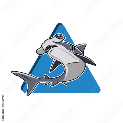 Photography cartoon hammerhead shark logo