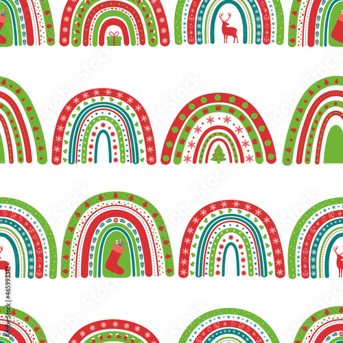 Seamless pattern Christmas rainbow vector illustration