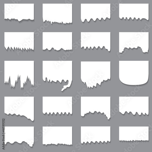 Set of ripped and torn blank paper background. Vector